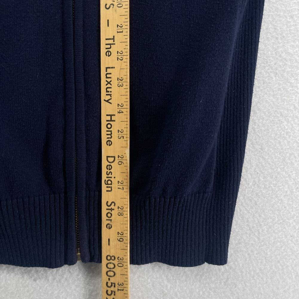 LAUREN RALPH LAUREN Sweater L LRL Monogram Crest Cardigan Full Zip Cotton Blue - Picture 10 of 11